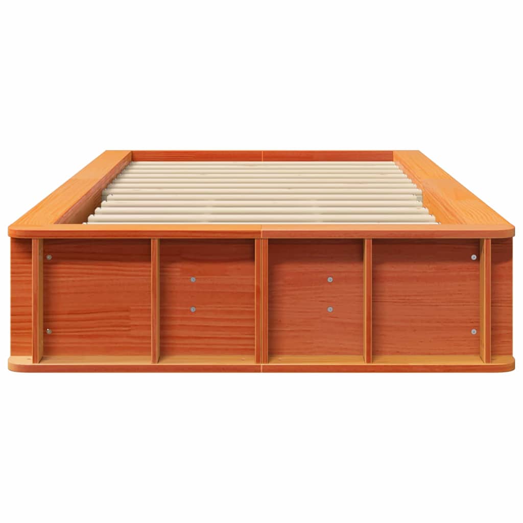 vidaXL Σκελετός Κρεβατιού Κερωτό καφέ 75 x 190 cm Στερεά ξυλεία πεύκου