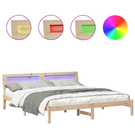 vidaXL Σκελετός Κρεβατιού Καφέ 180 x 200 cm Στερεά ξυλεία πεύκου