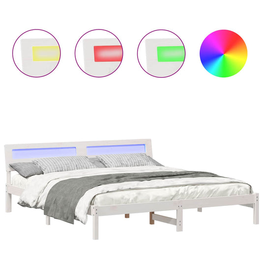 vidaXL Σκελετός Κρεβατιού Λευκό 180 x 200 cm Στερεά ξυλεία πεύκου