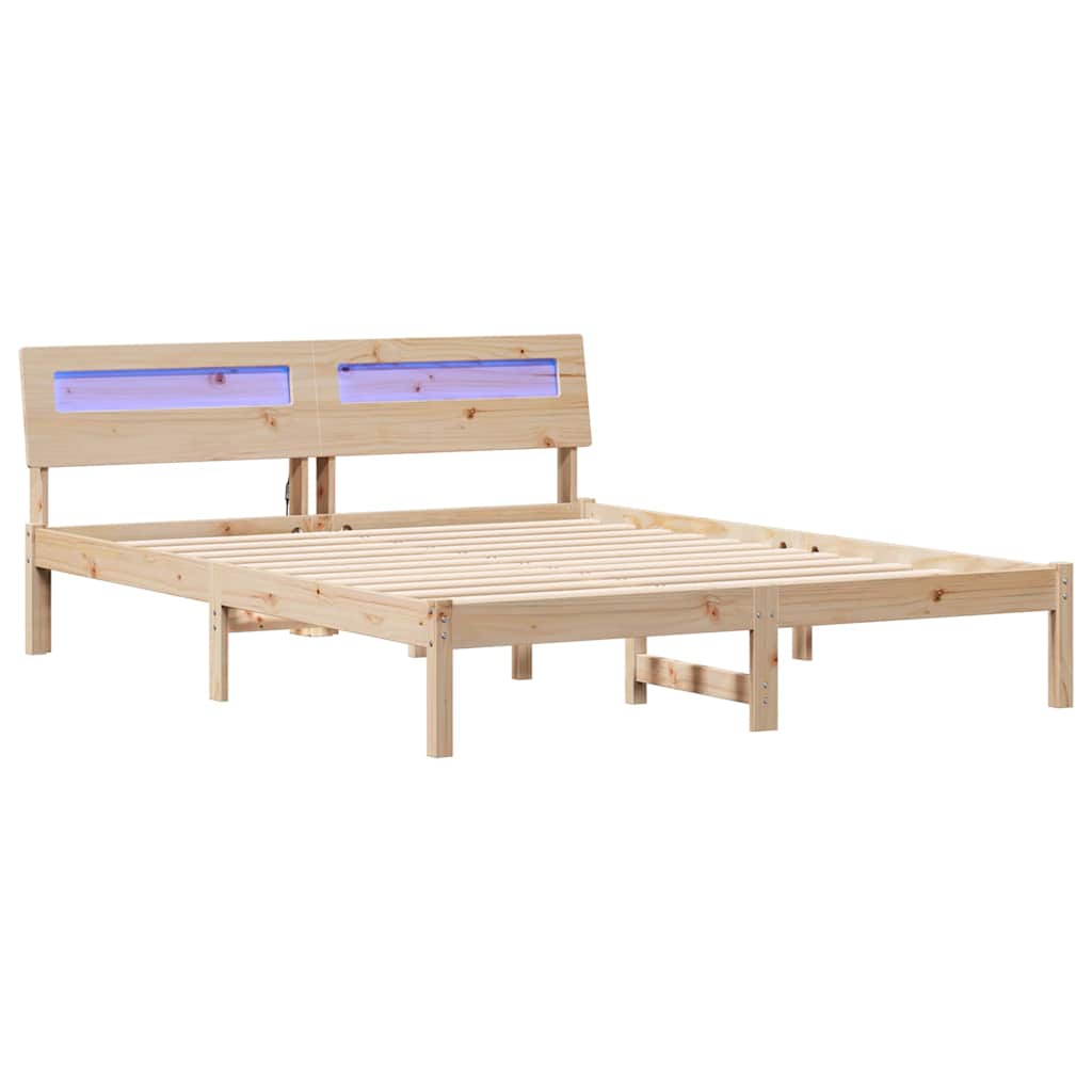 vidaXL Σκελετός Κρεβατιού Καφέ 160 x 200 cm Στερεά ξυλεία πεύκου