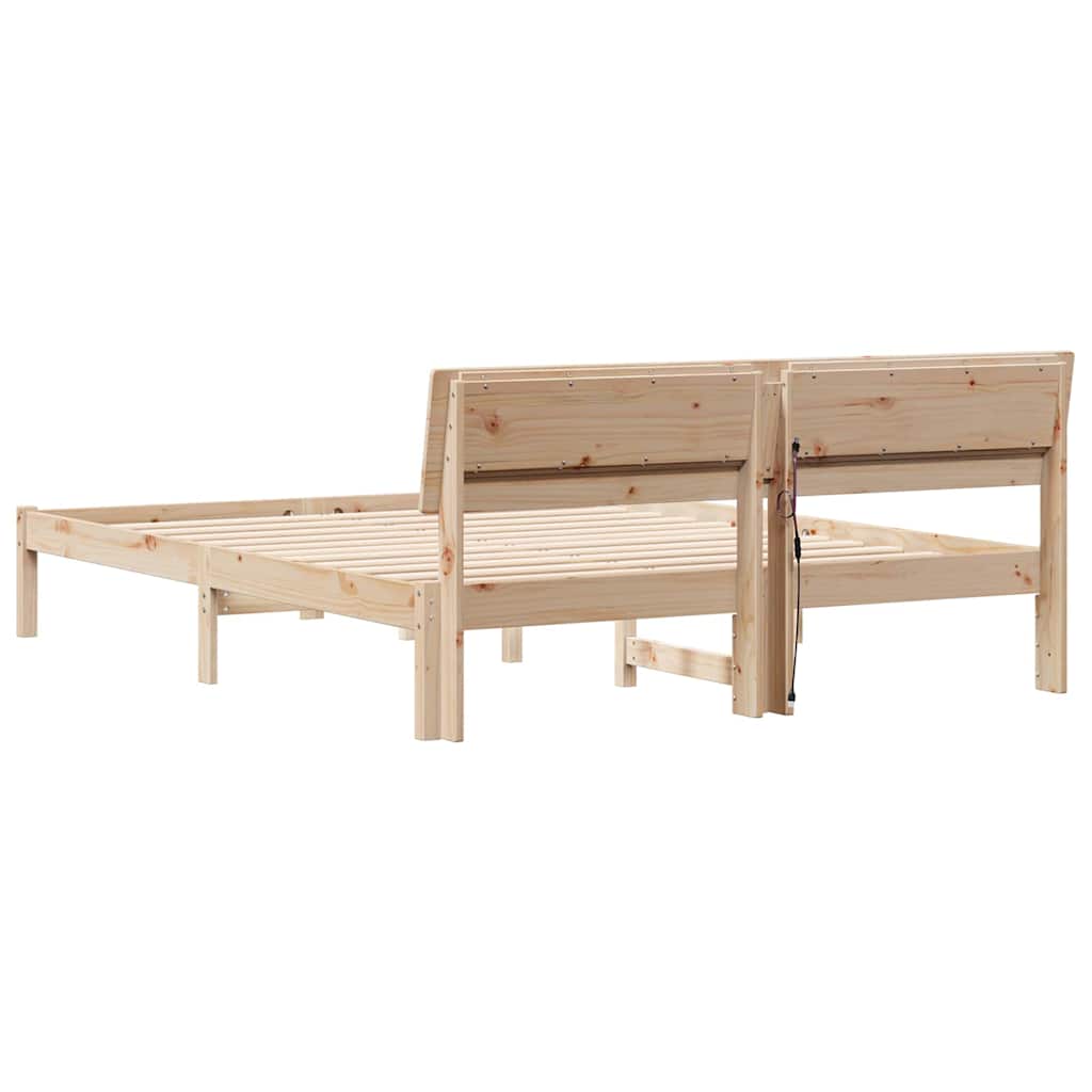 vidaXL Σκελετός Κρεβατιού Καφέ 160 x 200 cm Στερεά ξυλεία πεύκου