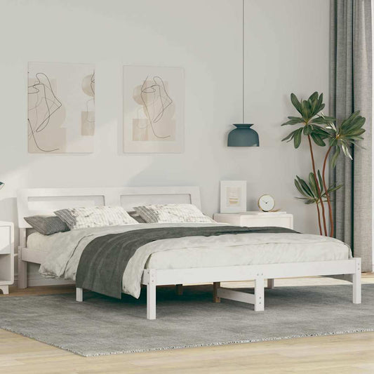 vidaXL Σκελετός Κρεβατιού Λευκό 150 x 200 cm Στερεά ξυλεία πεύκου