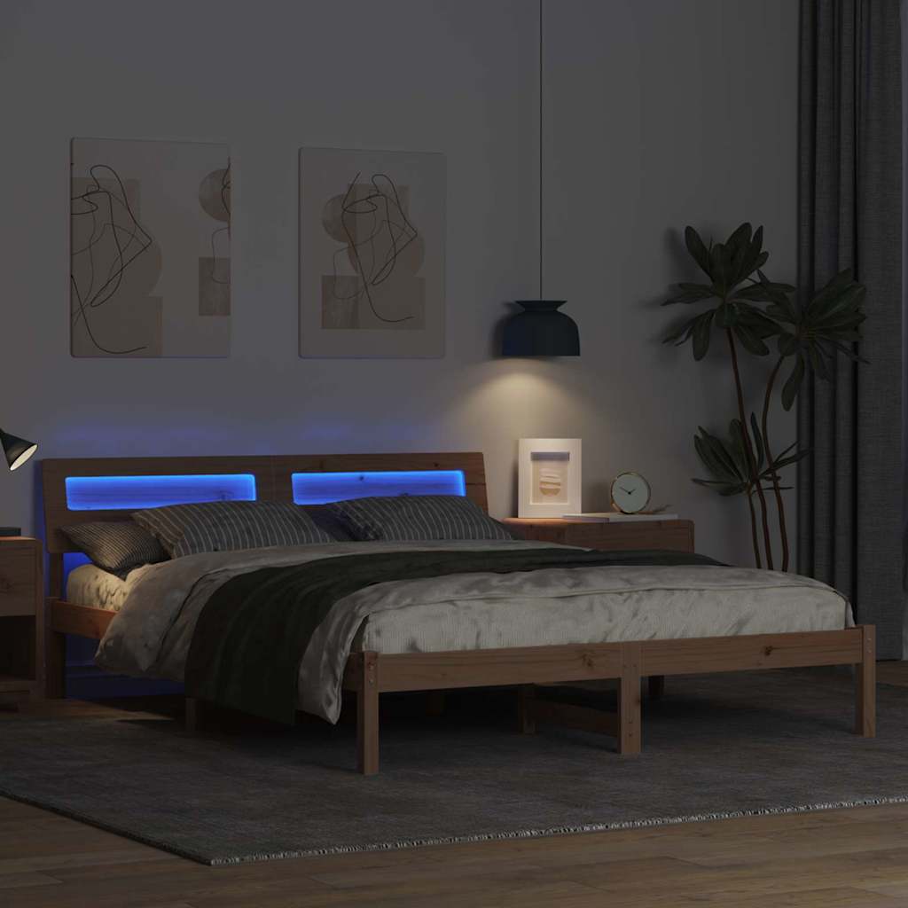 vidaXL Σκελετός Κρεβατιού Καφέ 140 x 200 cm Στερεά ξυλεία πεύκου