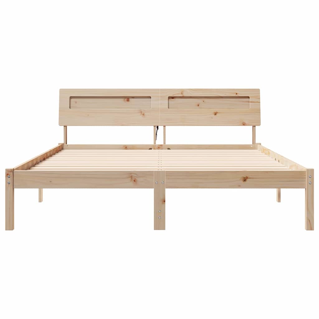 vidaXL Σκελετός Κρεβατιού Καφέ 140 x 200 cm Στερεά ξυλεία πεύκου