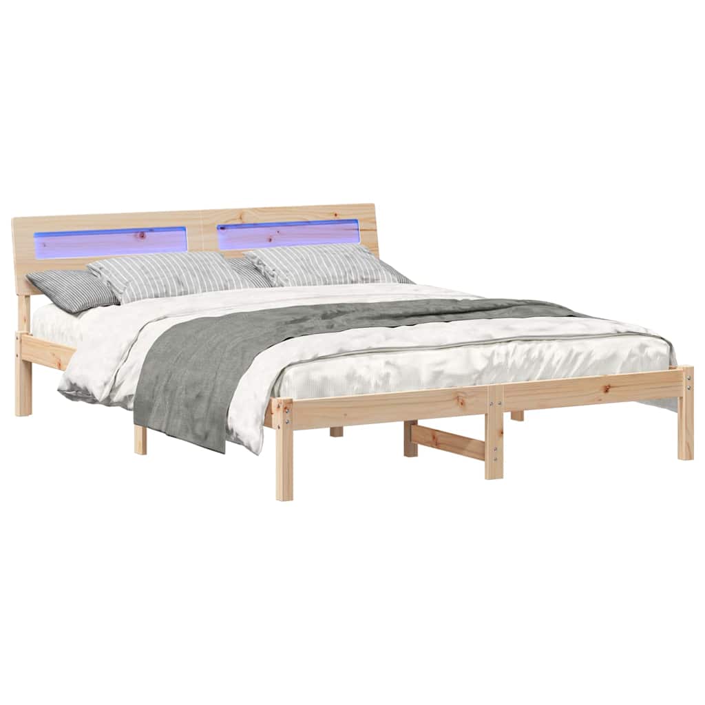vidaXL Σκελετός Κρεβατιού Καφέ 140 x 200 cm Στερεά ξυλεία πεύκου