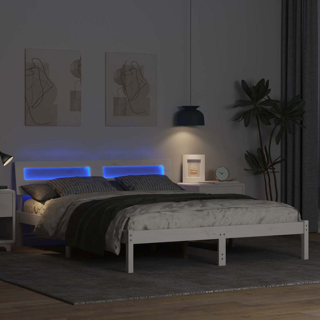 vidaXL Σκελετός Κρεβατιού Λευκό 140 x 200 cm Στερεά ξυλεία πεύκου