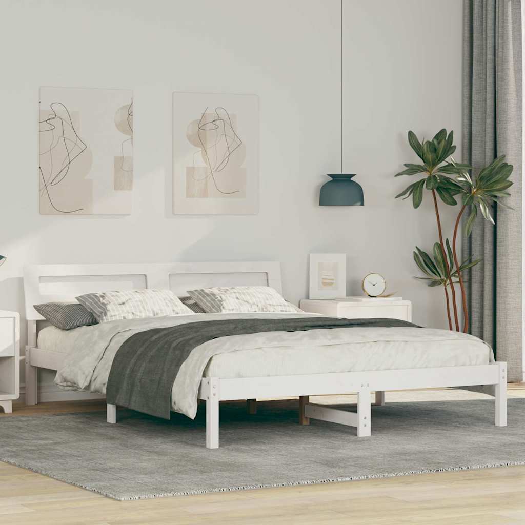 vidaXL Σκελετός Κρεβατιού Λευκό 140 x 200 cm Στερεά ξυλεία πεύκου