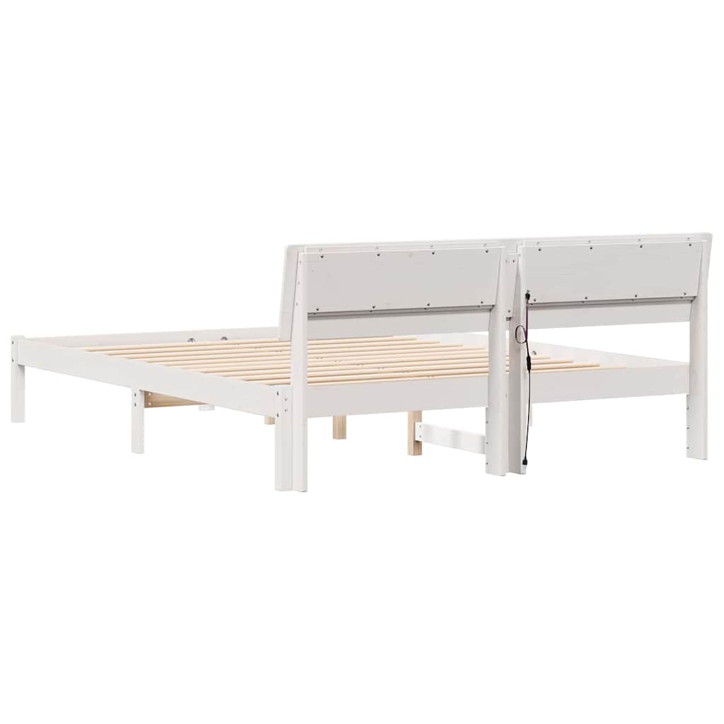 vidaXL Σκελετός Κρεβατιού Λευκό 140 x 200 cm Στερεά ξυλεία πεύκου