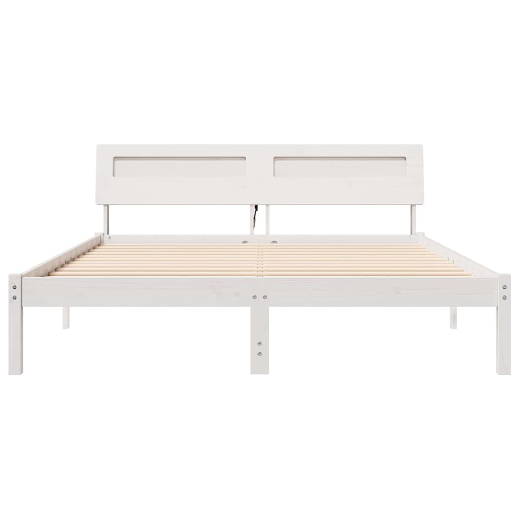 vidaXL Σκελετός Κρεβατιού Λευκό 140 x 200 cm Στερεά ξυλεία πεύκου