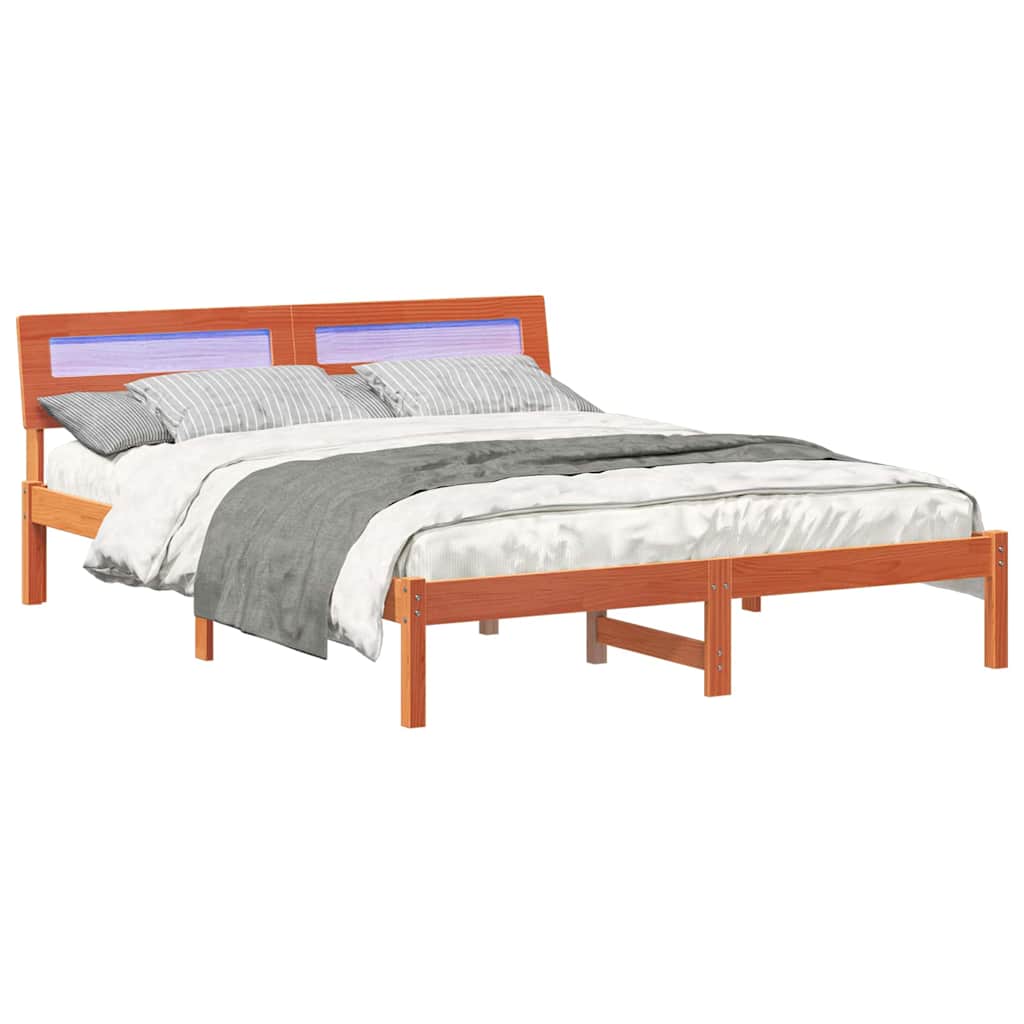 vidaXL Σκελετός Κρεβατιού με κεφαλάρι Κερωτό καφέ 140 x 200 cm