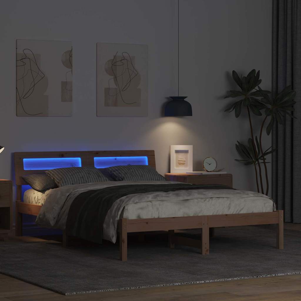 vidaXL Σκελετός Κρεβατιού Καφέ 120 x 200 cm Στερεά ξυλεία πεύκου