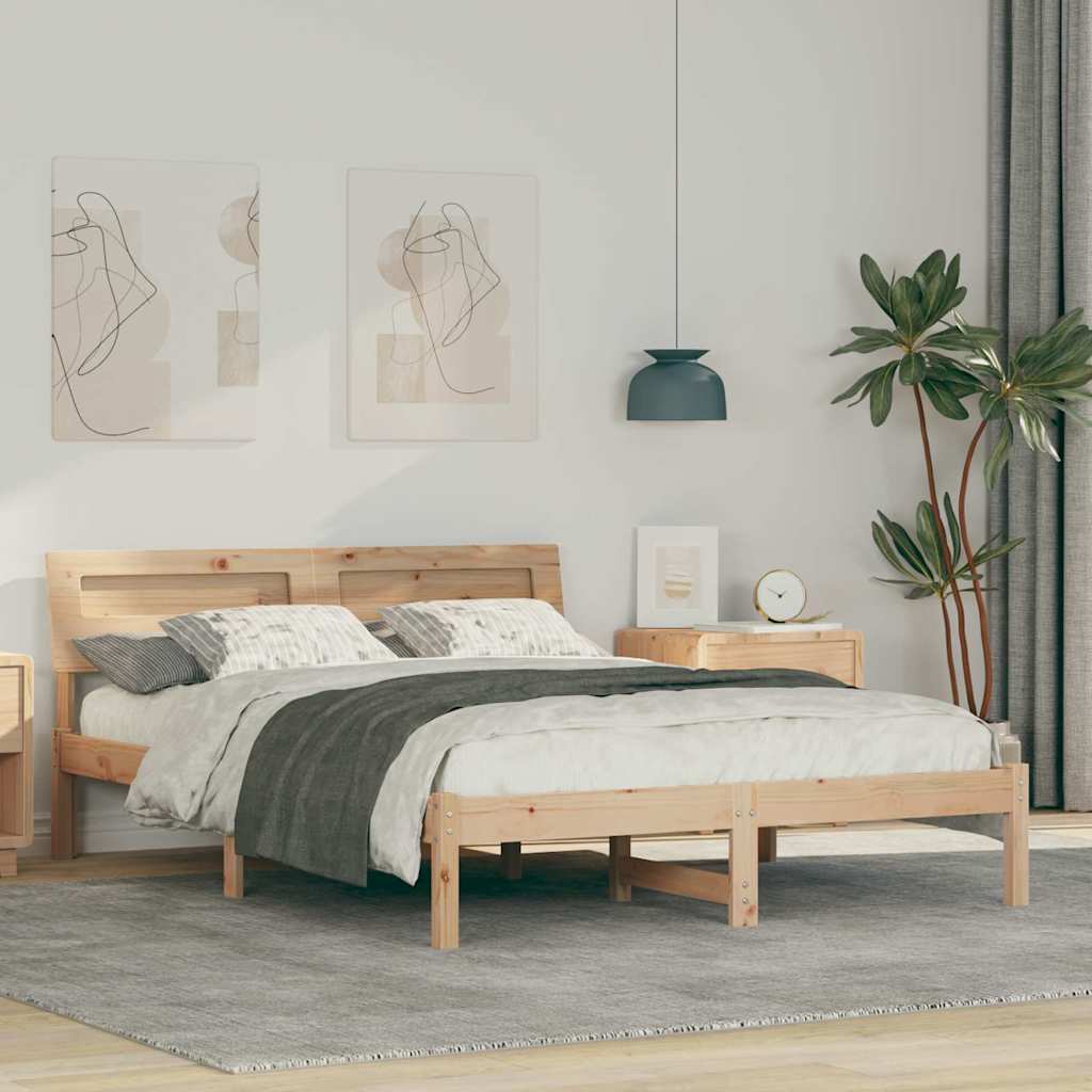 vidaXL Σκελετός Κρεβατιού Καφέ 120 x 200 cm Στερεά ξυλεία πεύκου