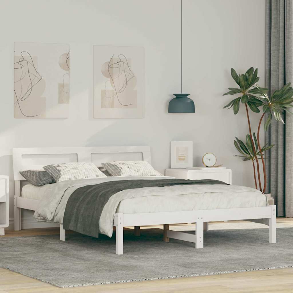 vidaXL Σκελετός Κρεβατιού Λευκό 120 x 200 cm Στερεά ξυλεία πεύκου