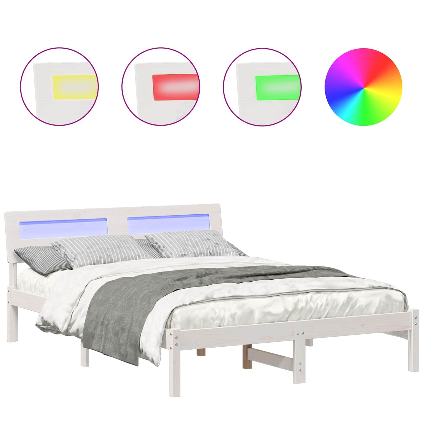 vidaXL Σκελετός Κρεβατιού Λευκό 135 x 190 cm Στερεά ξυλεία πεύκου