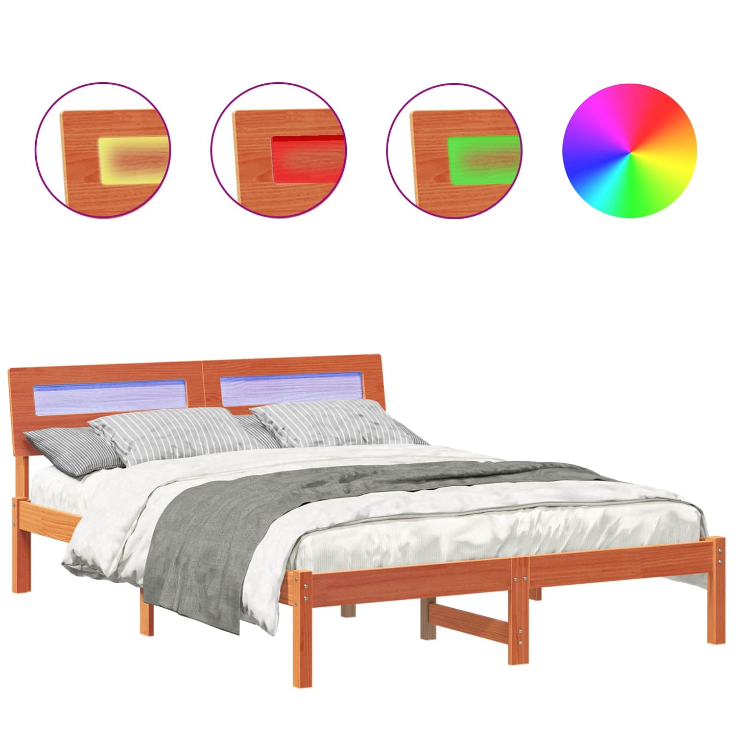 vidaXL Σκελετός Κρεβατιού με κεφαλάρι Κερωτό καφέ 120 x 190 cm