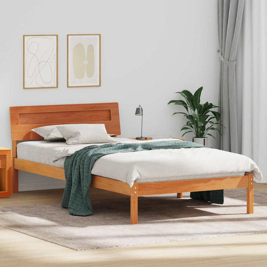 vidaXL Σκελετός Κρεβατιού Κερωτό καφέ 90 x 200 cm Στερεά ξυλεία πεύκου