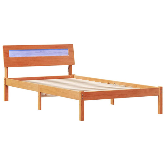 vidaXL Σκελετός Κρεβατιού Κερωτό καφέ 90 x 200 cm Στερεά ξυλεία πεύκου