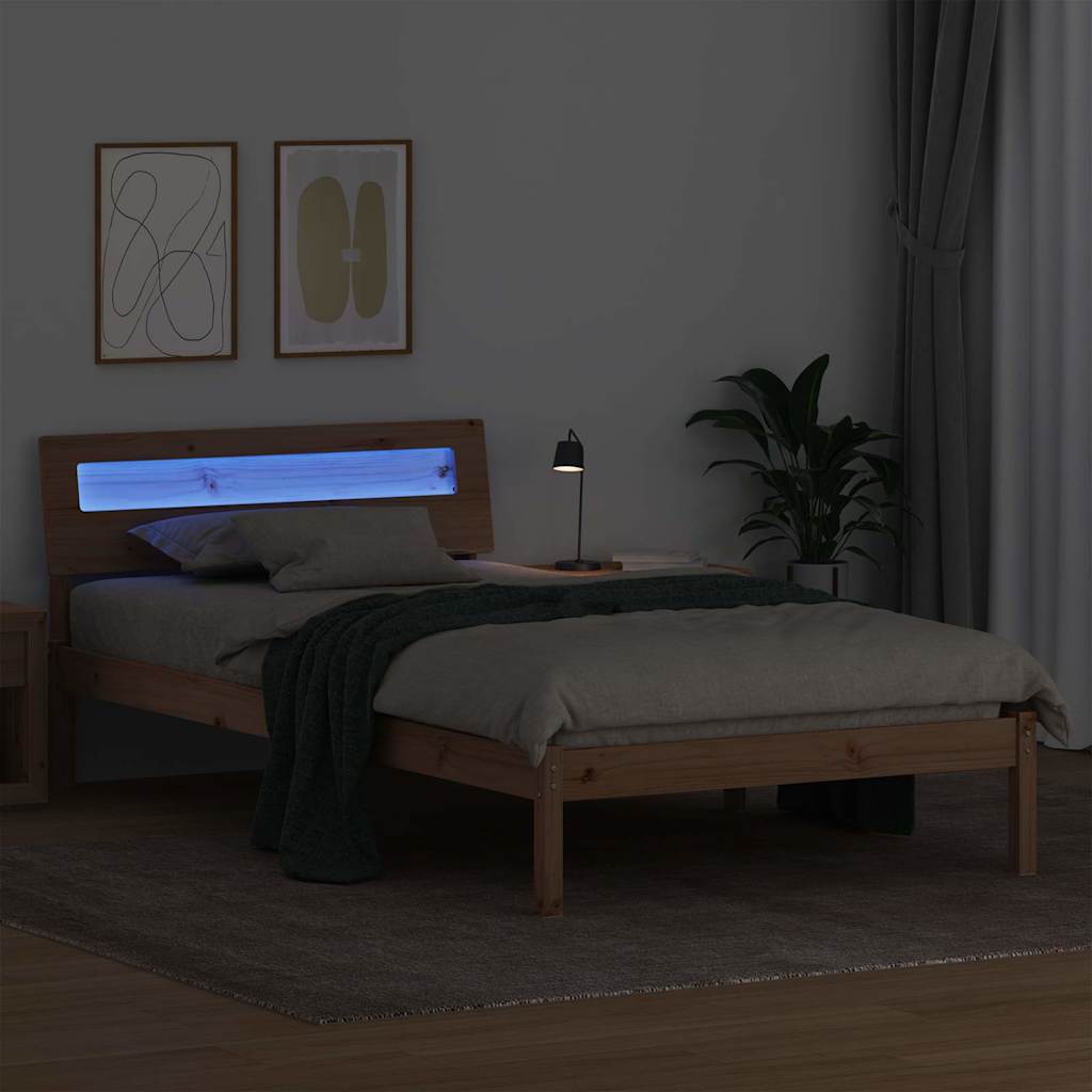vidaXL Σκελετός Κρεβατιού Καφέ 80 x 200 cm Στερεά ξυλεία πεύκου