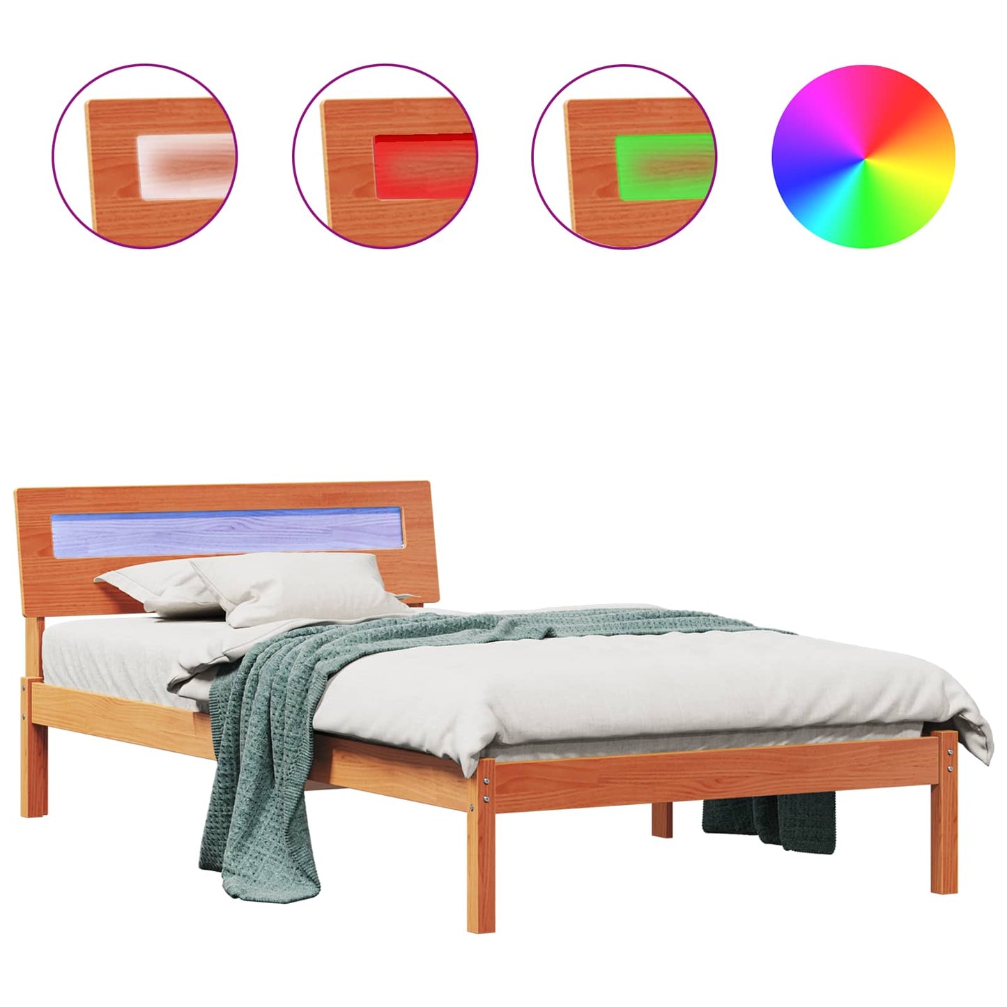 vidaXL Σκελετός Κρεβατιού Κερωτό καφέ 75 x 190 cm Στερεά ξυλεία πεύκου