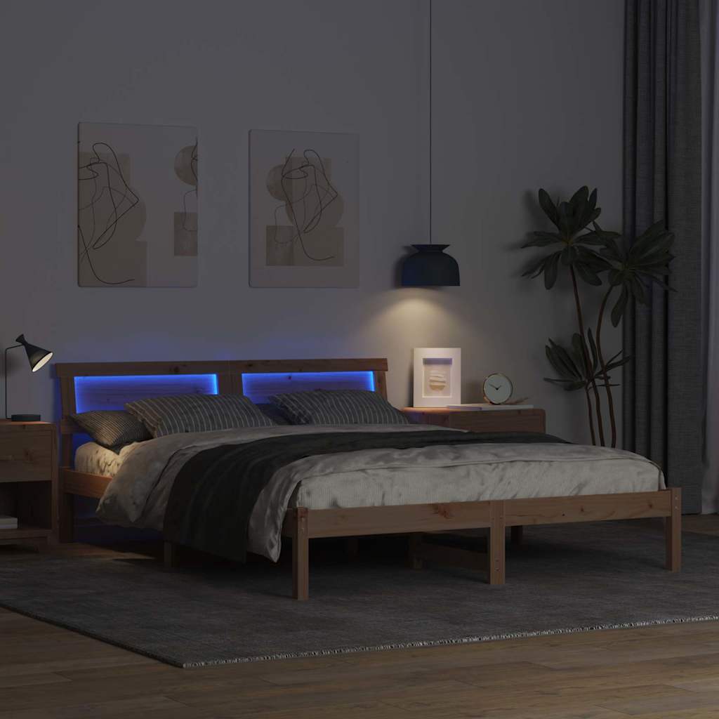 vidaXL Σκελετός Κρεβατιού Καφέ 160 x 200 cm Στερεά ξυλεία πεύκου