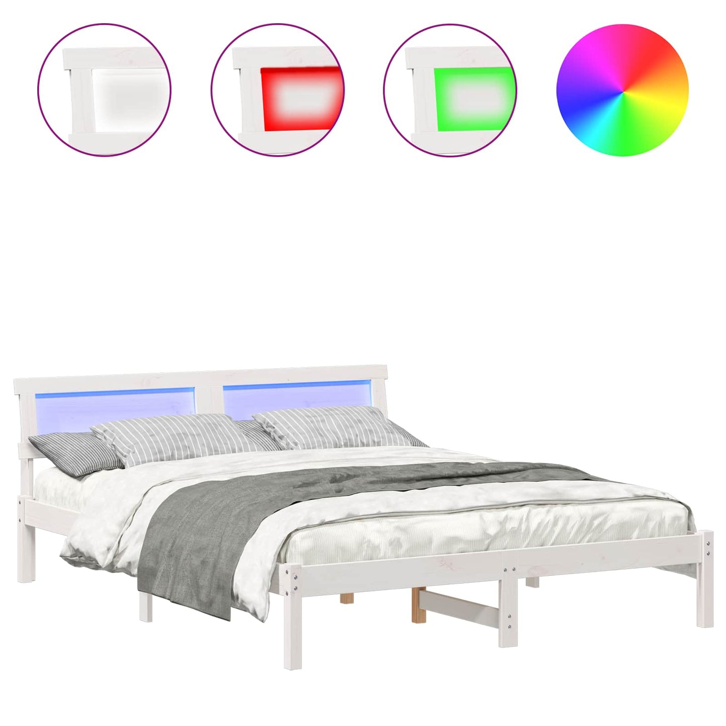 vidaXL Σκελετός Κρεβατιού Λευκό 160 x 200 cm Στερεά ξυλεία πεύκου