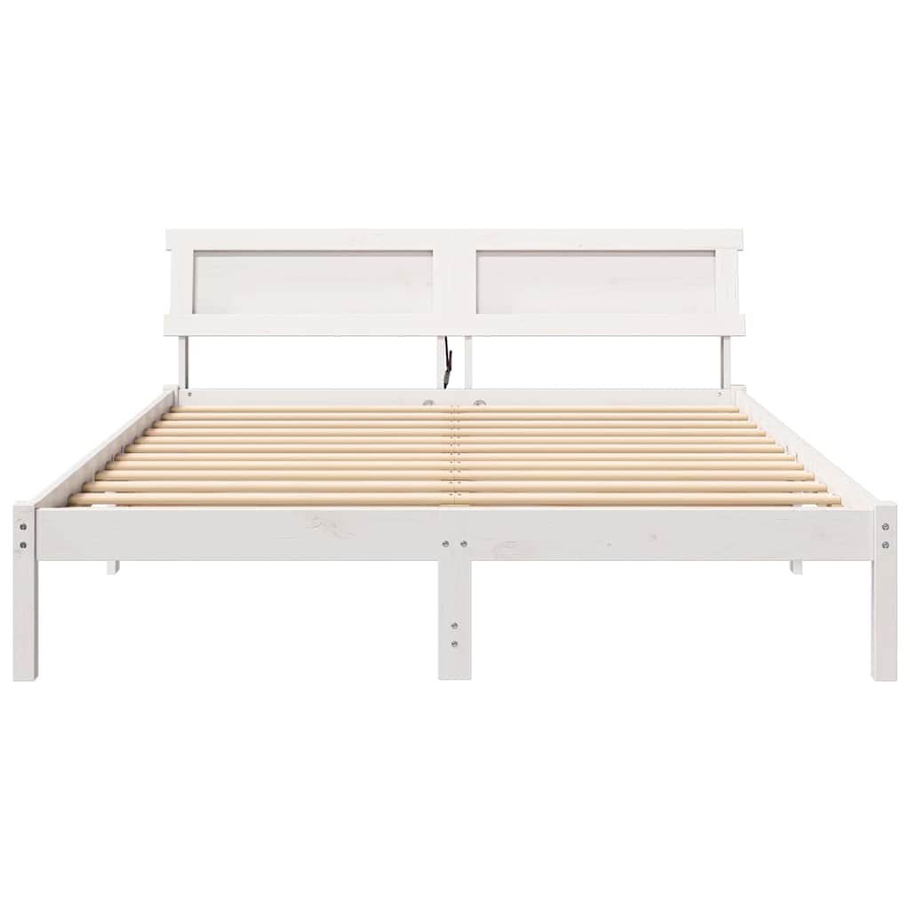 vidaXL Σκελετός Κρεβατιού Λευκό 160 x 200 cm Στερεά ξυλεία πεύκου