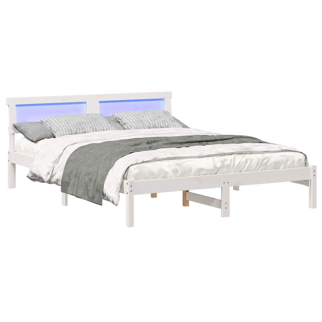 vidaXL Σκελετός Κρεβατιού Λευκό 160 x 200 cm Στερεά ξυλεία πεύκου