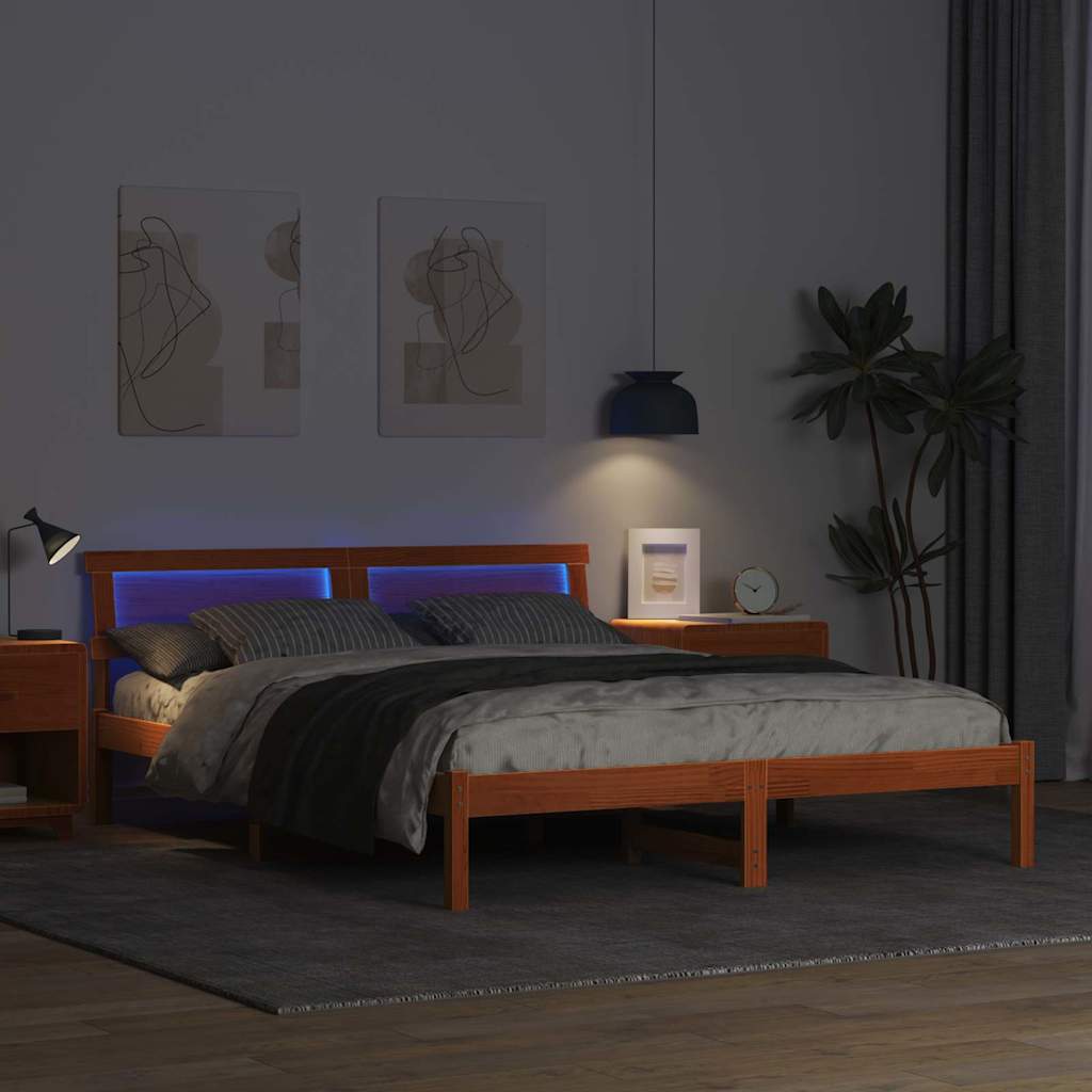 vidaXL Σκελετός Κρεβατιού με κεφαλάρι Κερωτό καφέ 160 x 200 cm