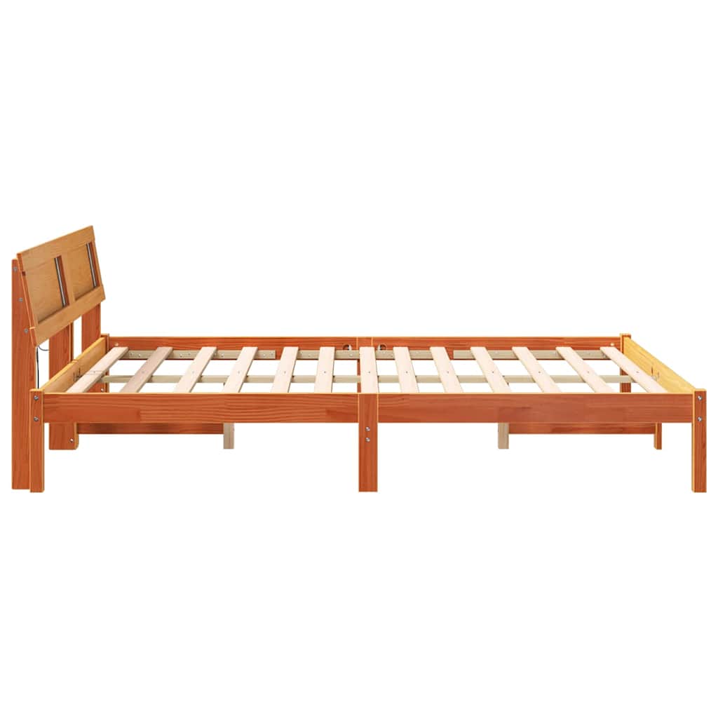 vidaXL Σκελετός Κρεβατιού με κεφαλάρι Κερωτό καφέ 160 x 200 cm