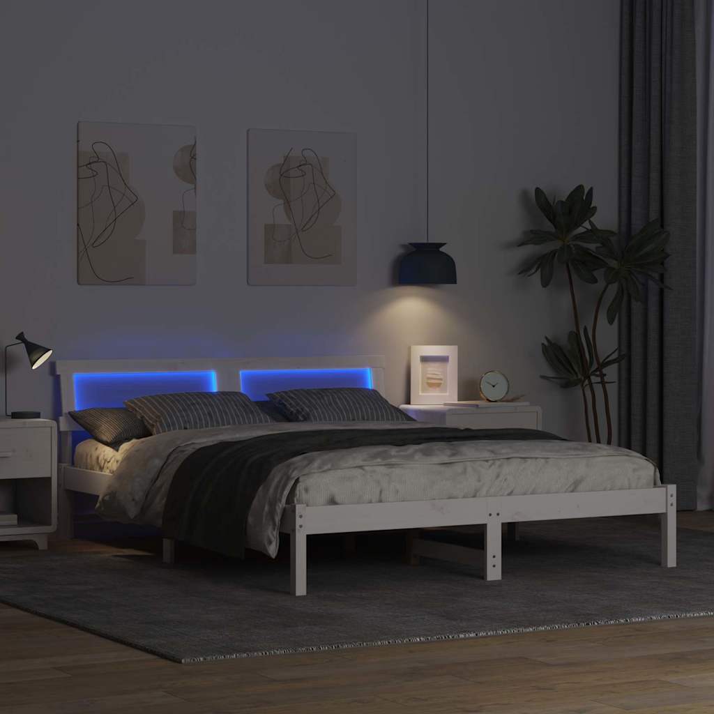 vidaXL Σκελετός Κρεβατιού Λευκό 150 x 200 cm Στερεά ξυλεία πεύκου