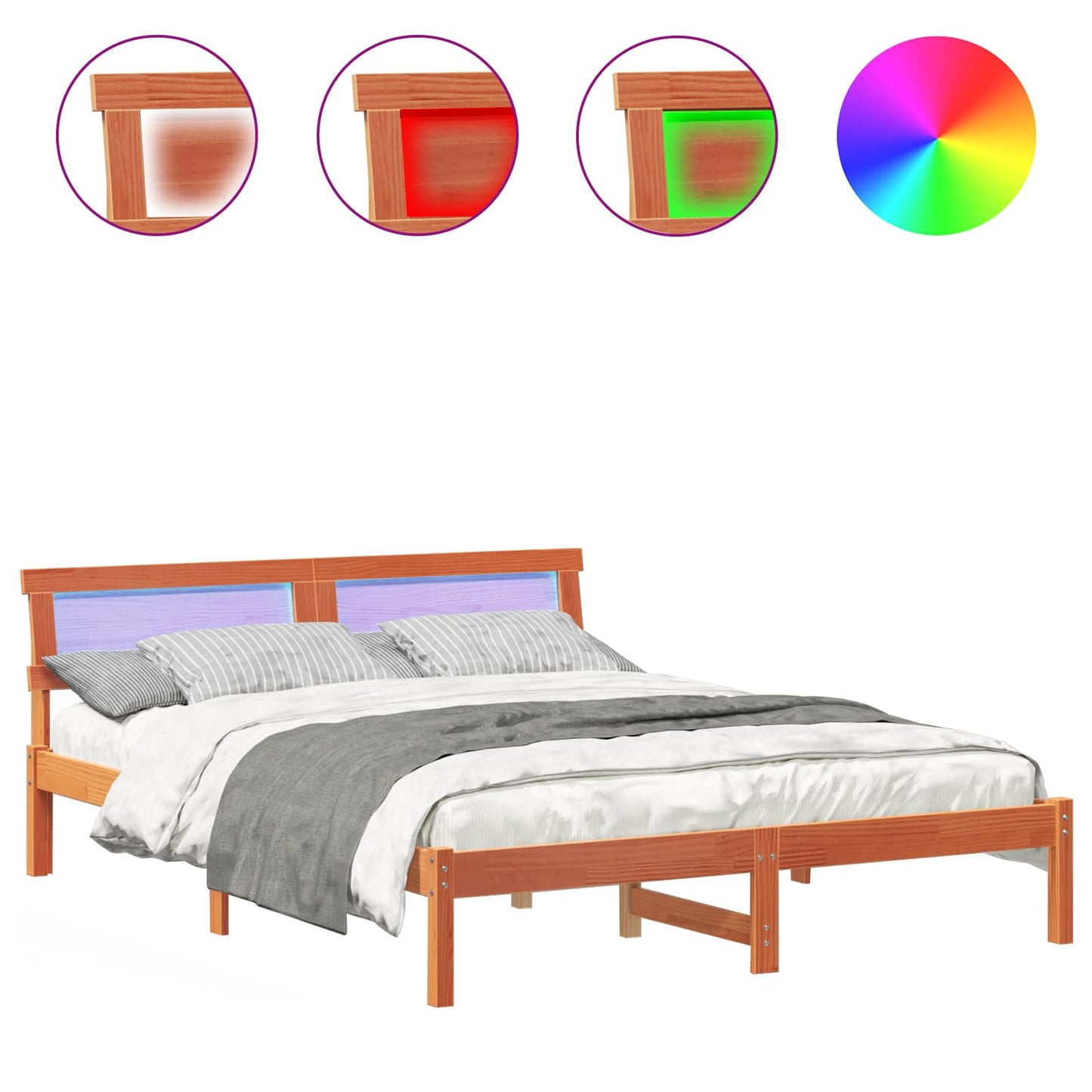 vidaXL Σκελετός Κρεβατιού με κεφαλάρι Κερωτό καφέ 140 x 200 cm