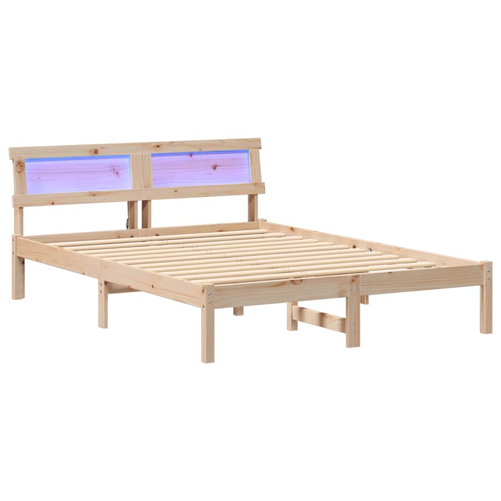 vidaXL Σκελετός Κρεβατιού Καφέ 140 x 190 cm Στερεά ξυλεία πεύκου