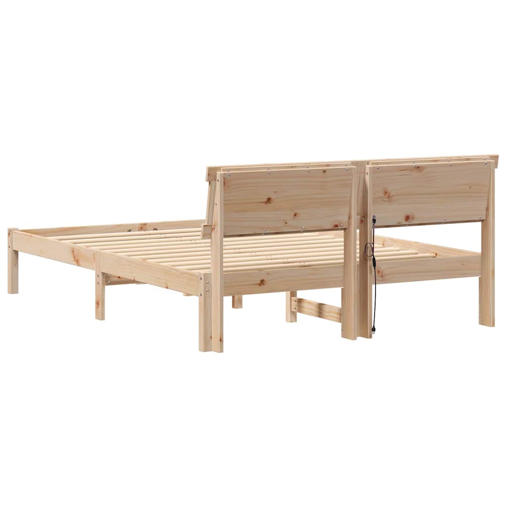 vidaXL Σκελετός Κρεβατιού Καφέ 135 x 190 cm Στερεά ξυλεία πεύκου