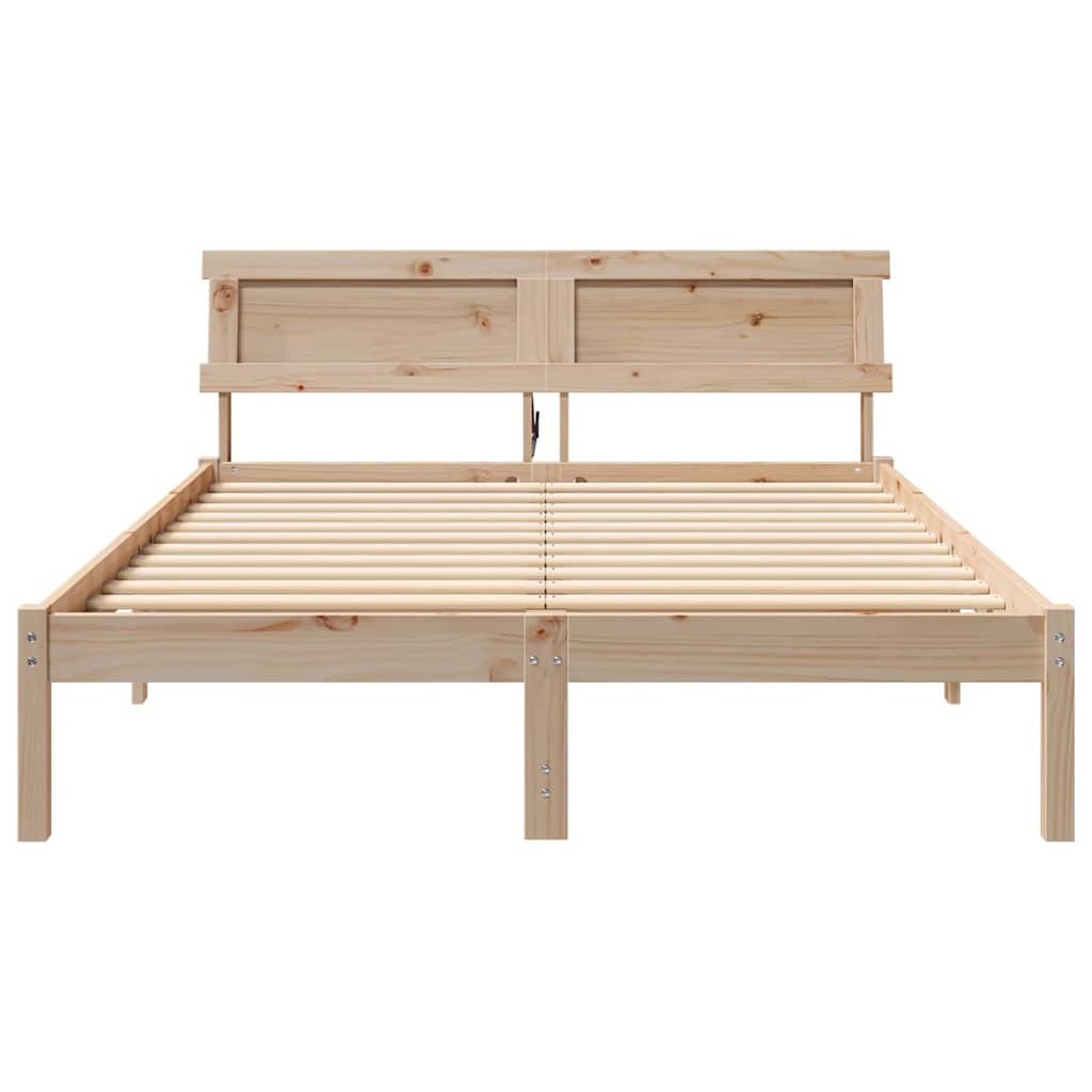 vidaXL Σκελετός Κρεβατιού Καφέ 135 x 190 cm Στερεά ξυλεία πεύκου