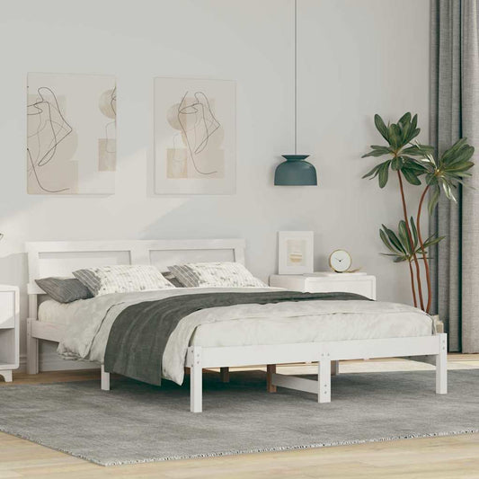 vidaXL Σκελετός Κρεβατιού Λευκό 135 x 190 cm Στερεά ξυλεία πεύκου