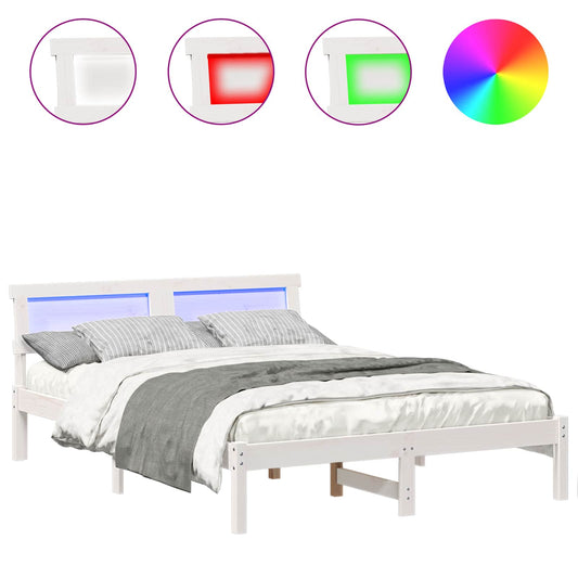 vidaXL Σκελετός Κρεβατιού Λευκό 135 x 190 cm Στερεά ξυλεία πεύκου