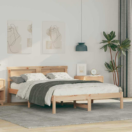 vidaXL Σκελετός Κρεβατιού Καφέ 120 x 190 cm Στερεά ξυλεία πεύκου