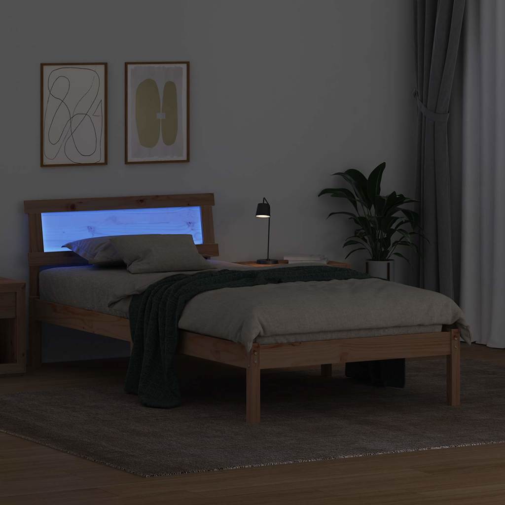 vidaXL Σκελετός Κρεβατιού Καφέ 90 x 200 cm Στερεά ξυλεία πεύκου
