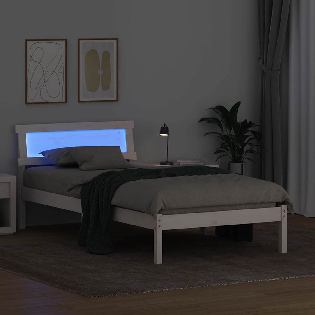 vidaXL Σκελετός Κρεβατιού Λευκό 90 x 190 cm Στερεά ξυλεία πεύκου