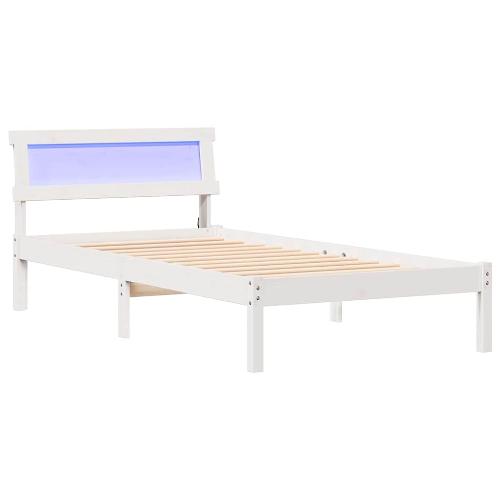 vidaXL Σκελετός Κρεβατιού Λευκό 90 x 190 cm Στερεά ξυλεία πεύκου