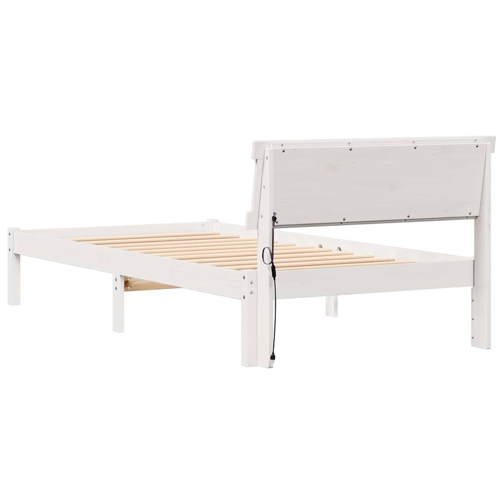 vidaXL Σκελετός Κρεβατιού Λευκό 90 x 190 cm Στερεά ξυλεία πεύκου