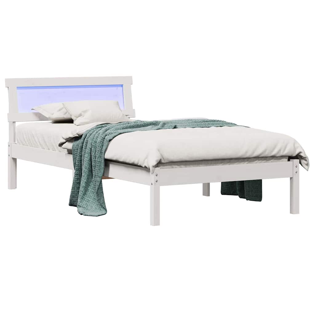 vidaXL Σκελετός Κρεβατιού Λευκό 90 x 190 cm Στερεά ξυλεία πεύκου