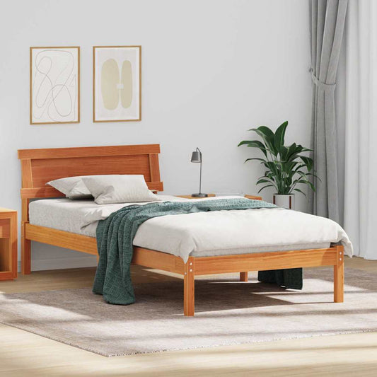 vidaXL Σκελετός Κρεβατιού Κερωτό καφέ 90 x 190 cm Στερεά ξυλεία πεύκου