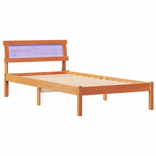 vidaXL Σκελετός Κρεβατιού Κερωτό καφέ 90 x 190 cm Στερεά ξυλεία πεύκου