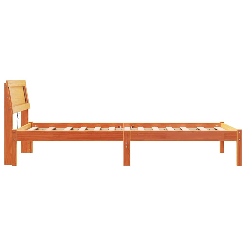 vidaXL Σκελετός Κρεβατιού Κερωτό καφέ 75 x 190 cm Στερεά ξυλεία πεύκου