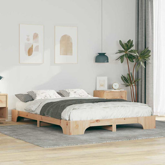 vidaXL Σκελετός Κρεβατιού Καφέ 140 x 210 cm Στερεά ξυλεία πεύκου