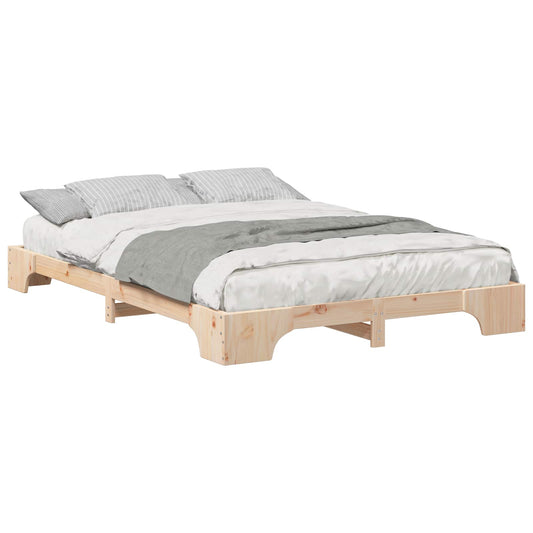 vidaXL Σκελετός Κρεβατιού Καφέ 140 x 210 cm Στερεά ξυλεία πεύκου