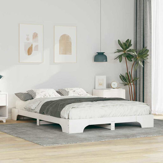 vidaXL Σκελετός Κρεβατιού Λευκό 140 x 210 cm Στερεά ξυλεία πεύκου