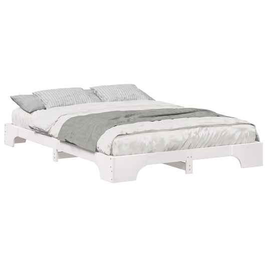 vidaXL Σκελετός Κρεβατιού Λευκό 140 x 210 cm Στερεά ξυλεία πεύκου