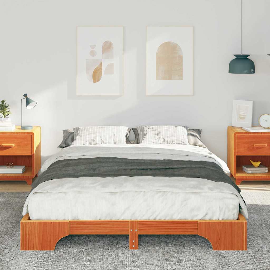 vidaXL Σκελετός Κρεβατιού Καφέ 140 x 210 cm Στερεά ξυλεία πεύκου